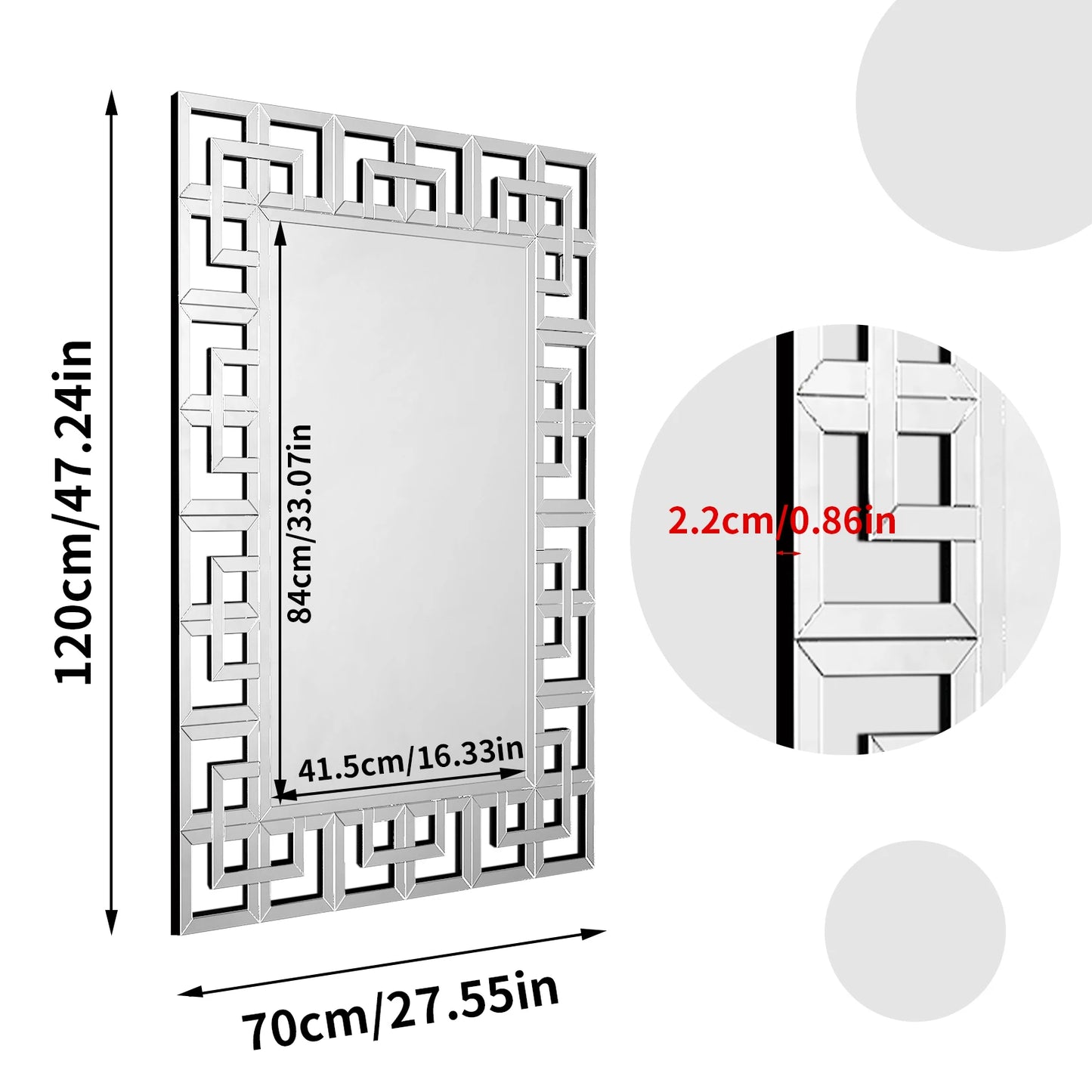 Venetian Art Mirror With Beveled Glass Edge For Living Room Bathroom