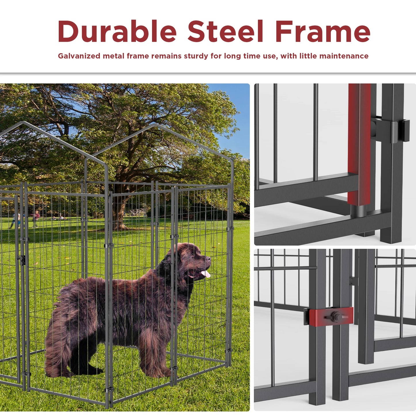 BINGOPAW Large Dog Kennel Welded Wire Crate With UV Cover