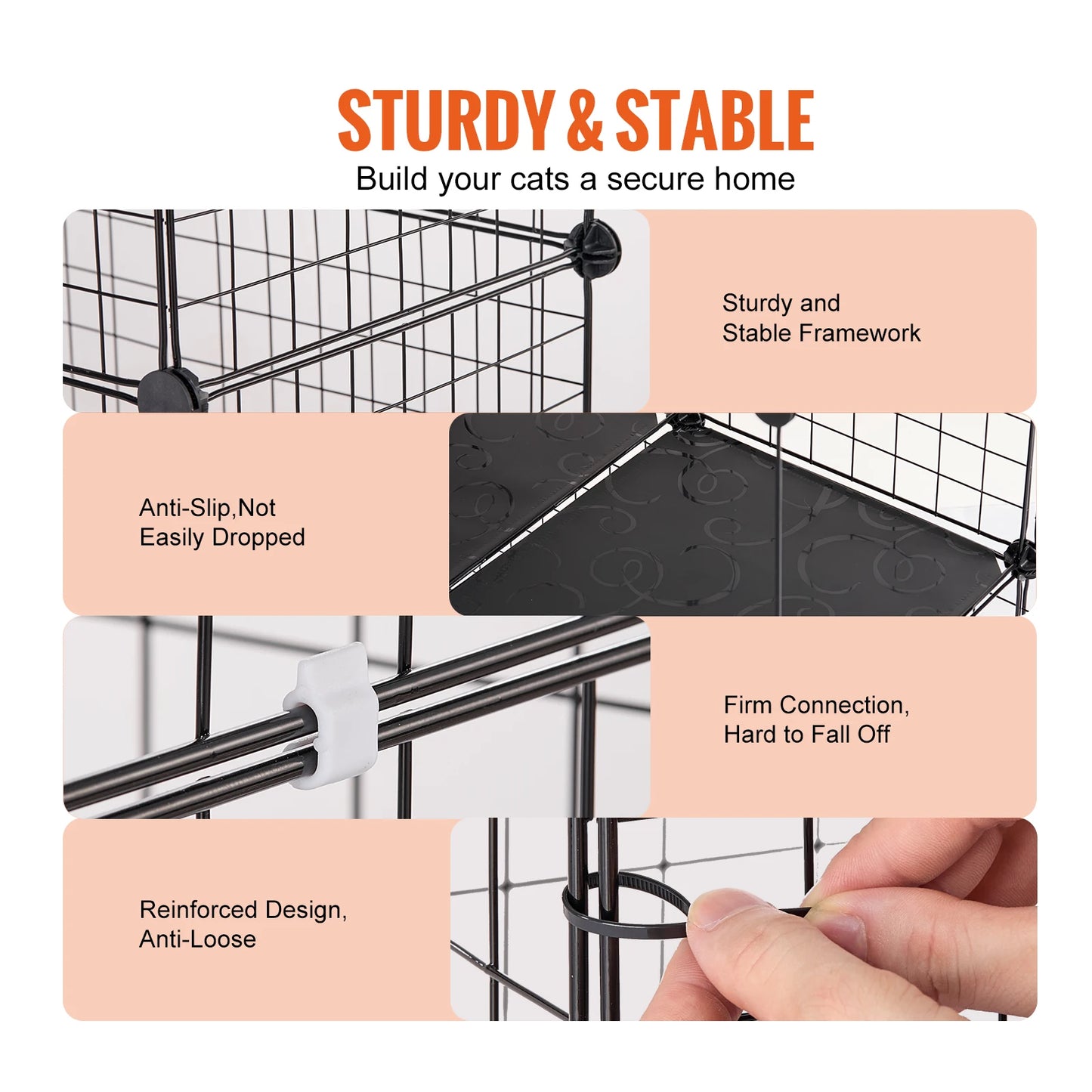 SucceBuy Large Cat Cage Detachable Metal Wire Enclosure