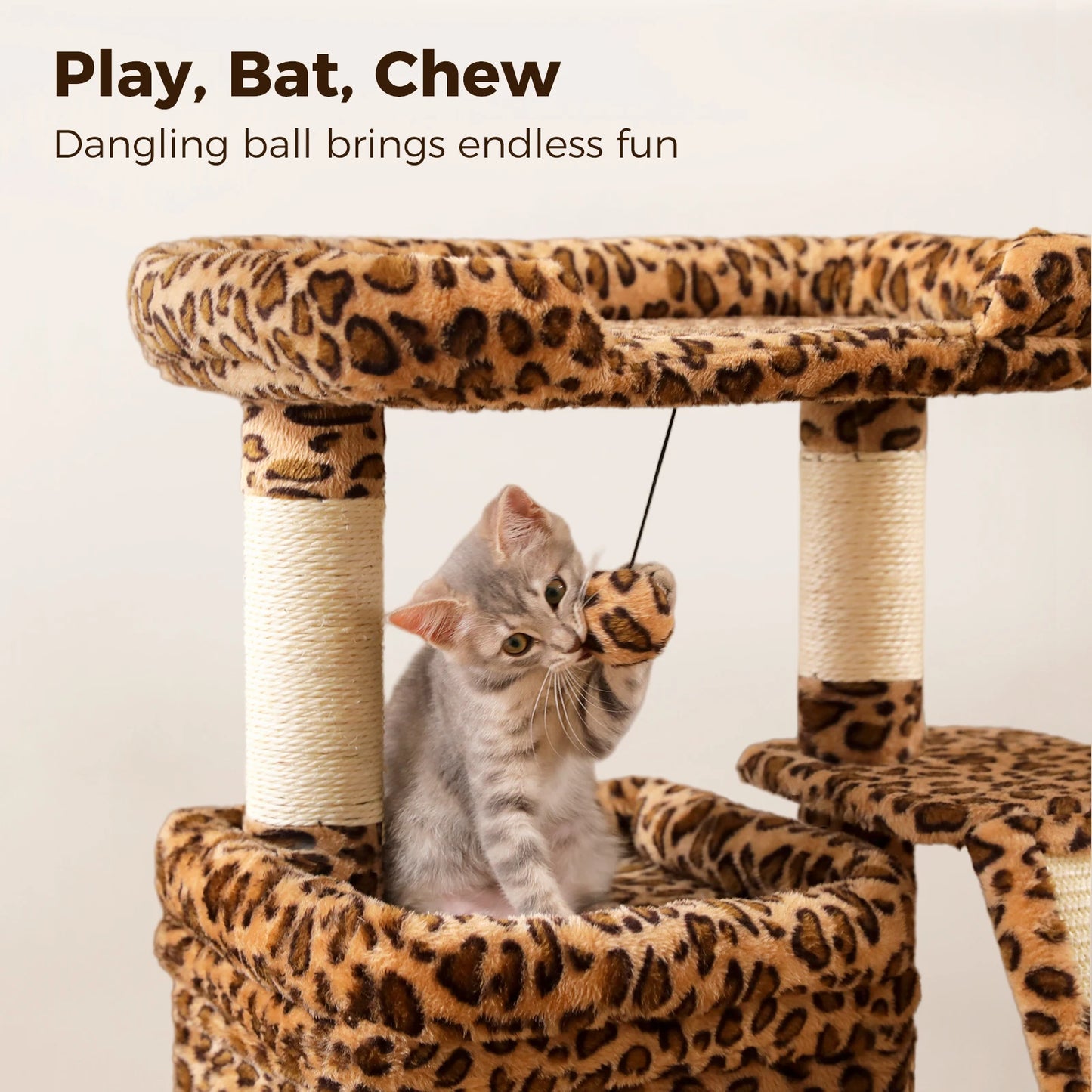 PAWZ Road Indoor Cat Tree Condo With Sisal Scratching Posts