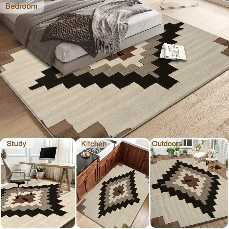 VIKAMA Moroccan Geometry Area Rug For Living Room Decor