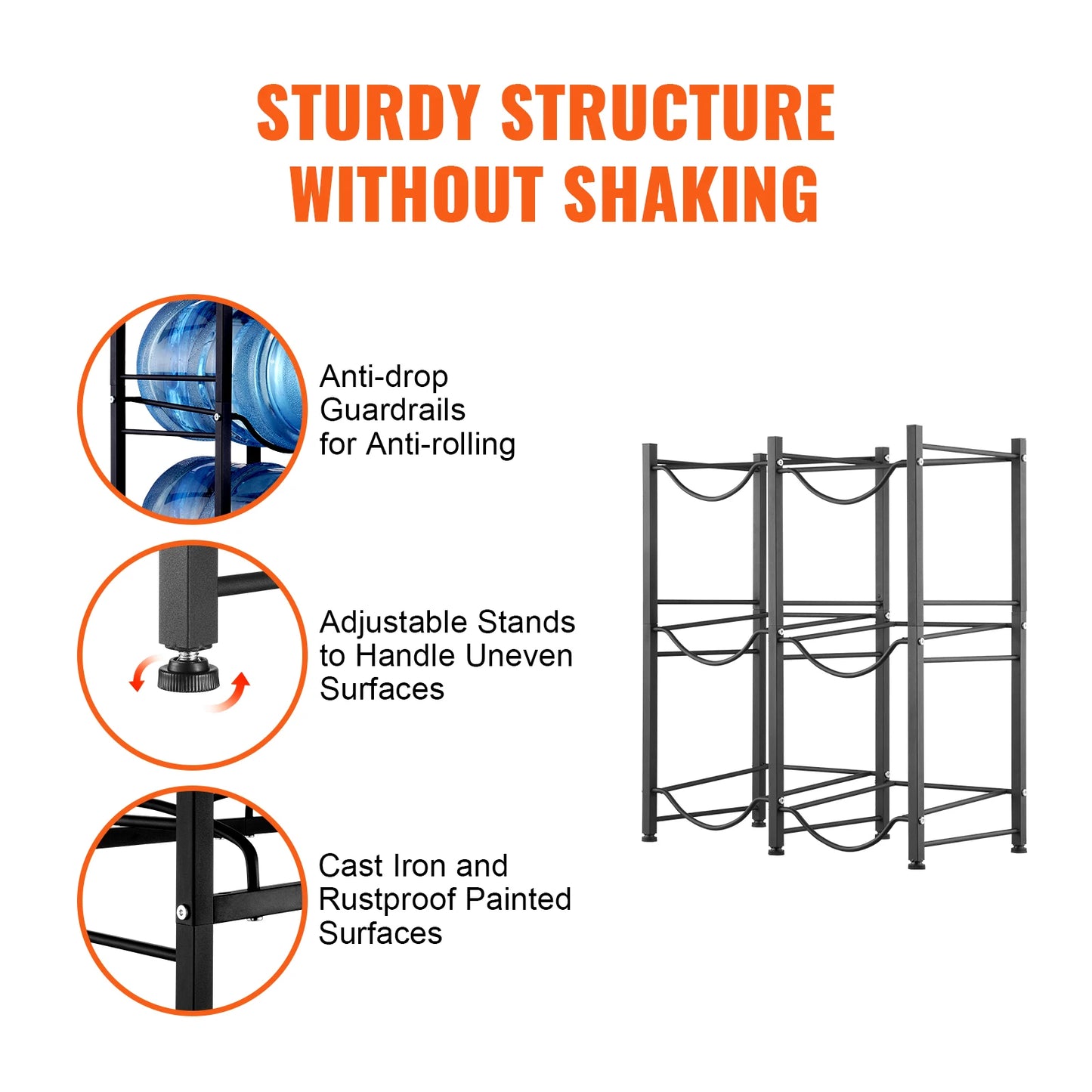 SucceBuy 3 4 5 Tiers Water Jug Holder Iron Rack For Kitchen Office Living Room