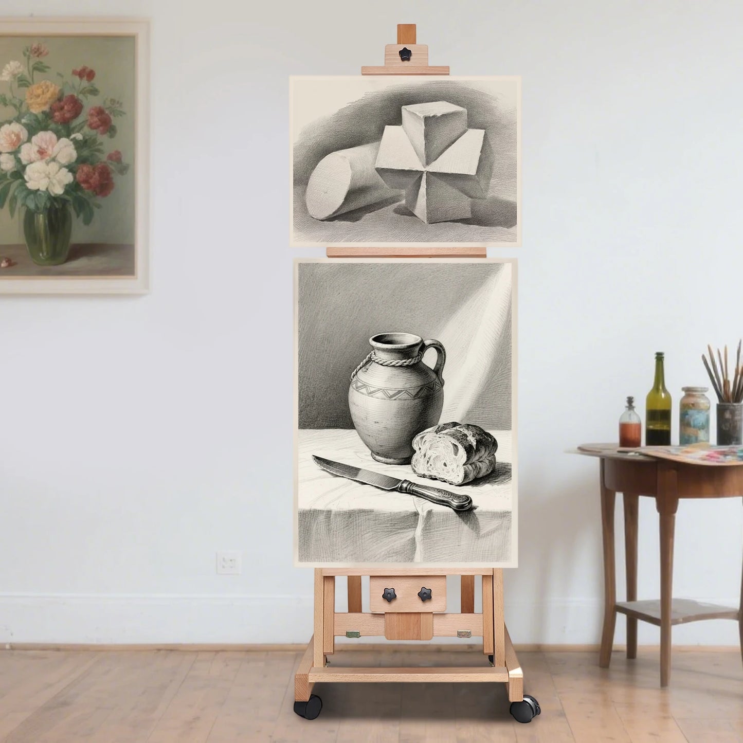 Sketch Easel Wooden Floor Stand With Adjustable Angles