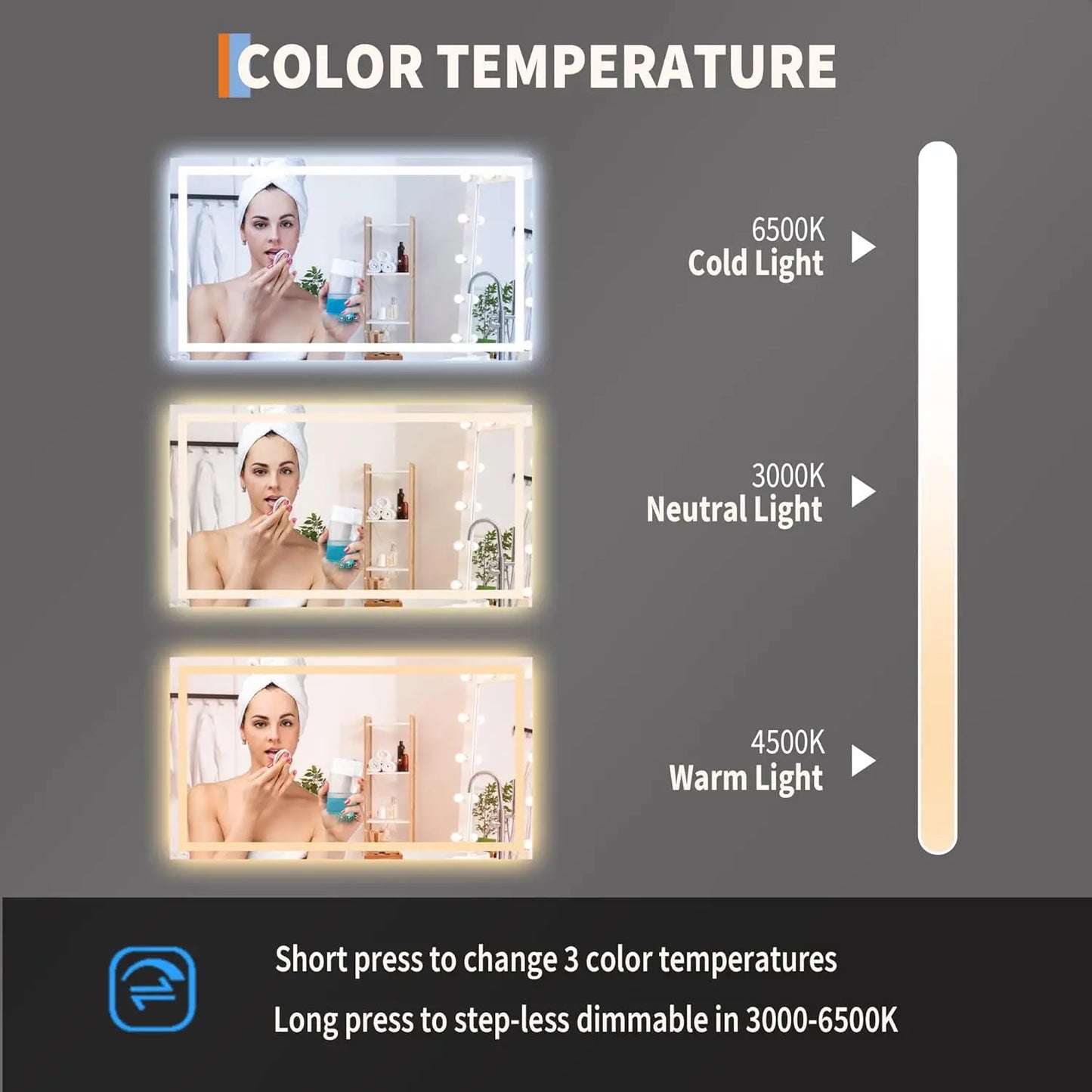 TWISTER.CK LED Bathroom Mirror With Memory Front And Back Lighting