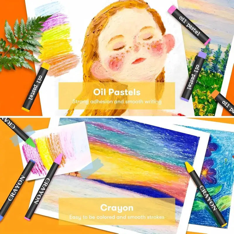 Professional Art Set With Crayons Oil Pastels Watercolors Pencils