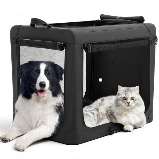 JHK 600D Oxford Foldable Dog Crate With Three Doors Indoor