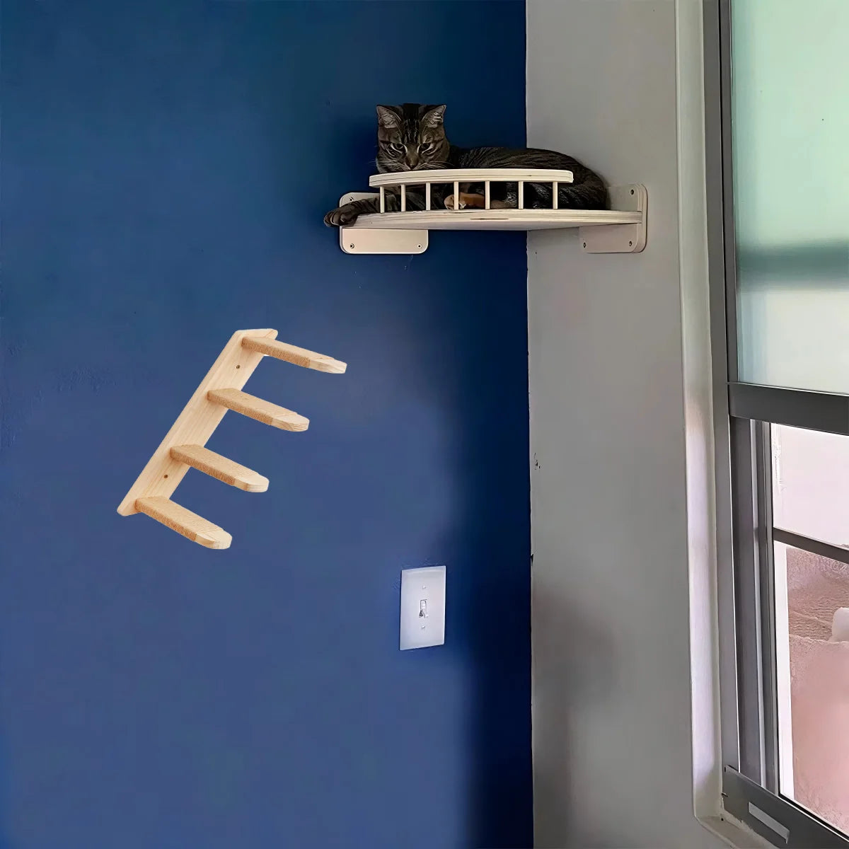 CWV Corner Cat Tree With Steps Wall Mounted Indoor Furniture