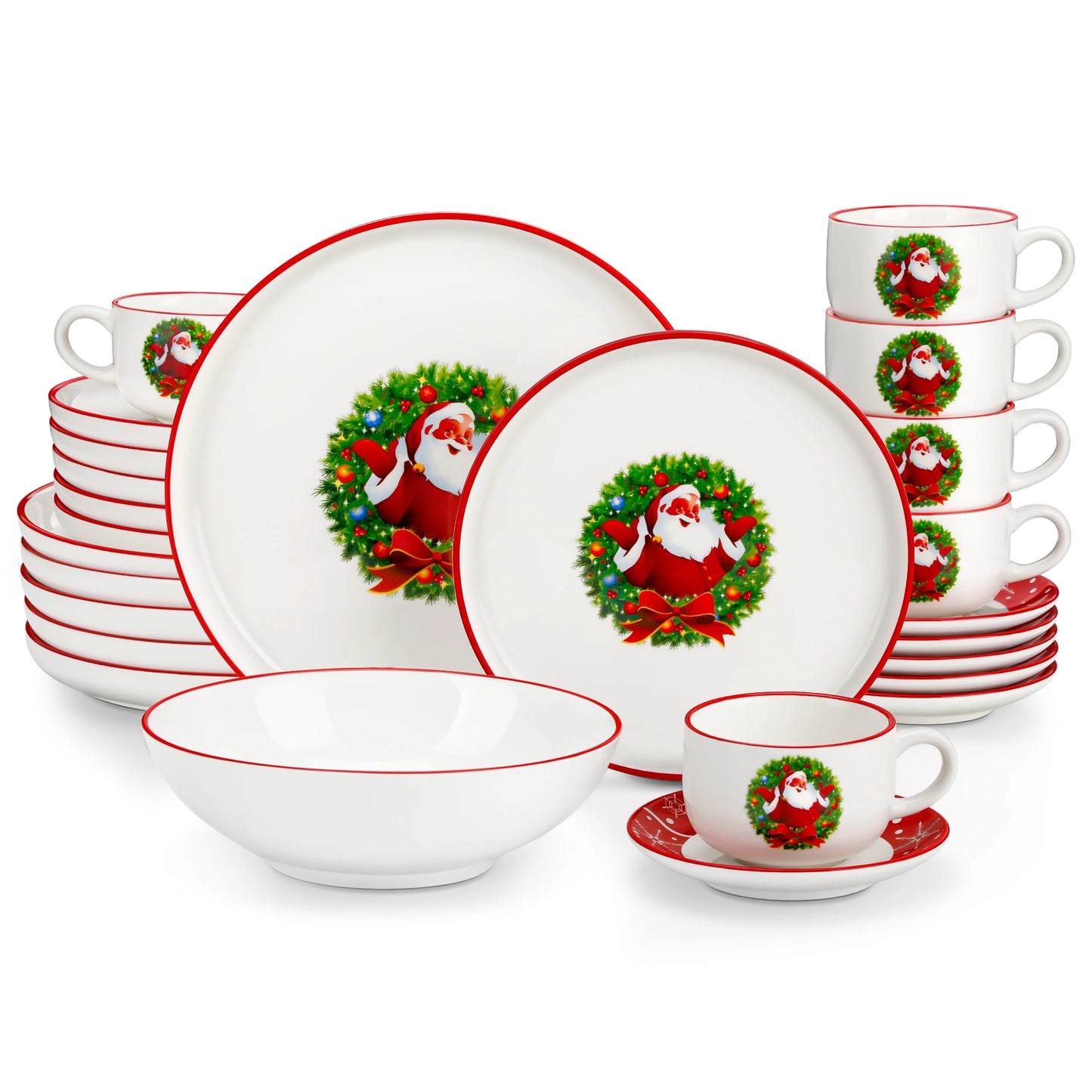 Malacasa Christmas Tree Ceramic Dinnerware Tableware Set