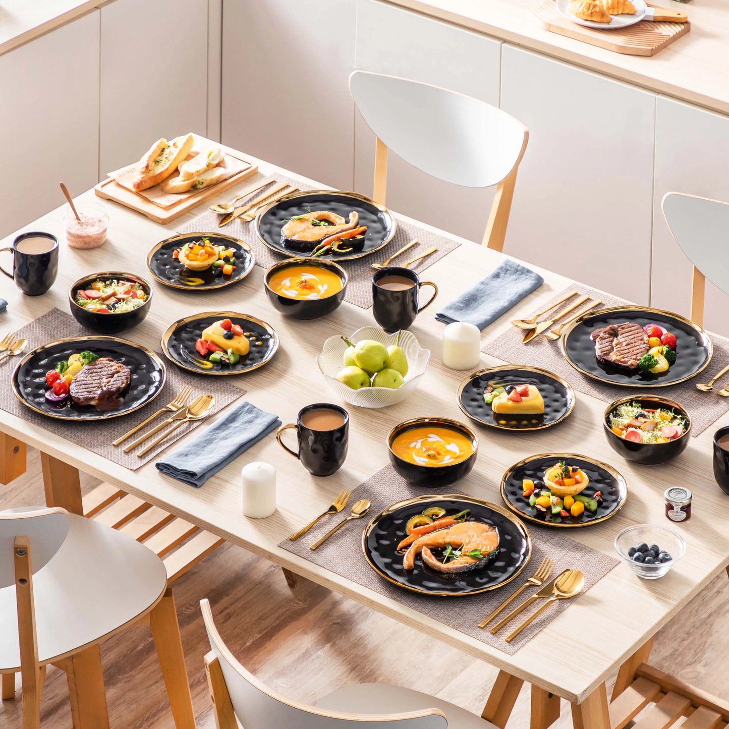 Malacasa Elegant Ceramic Dinnerware Set With Bowls And Plates
