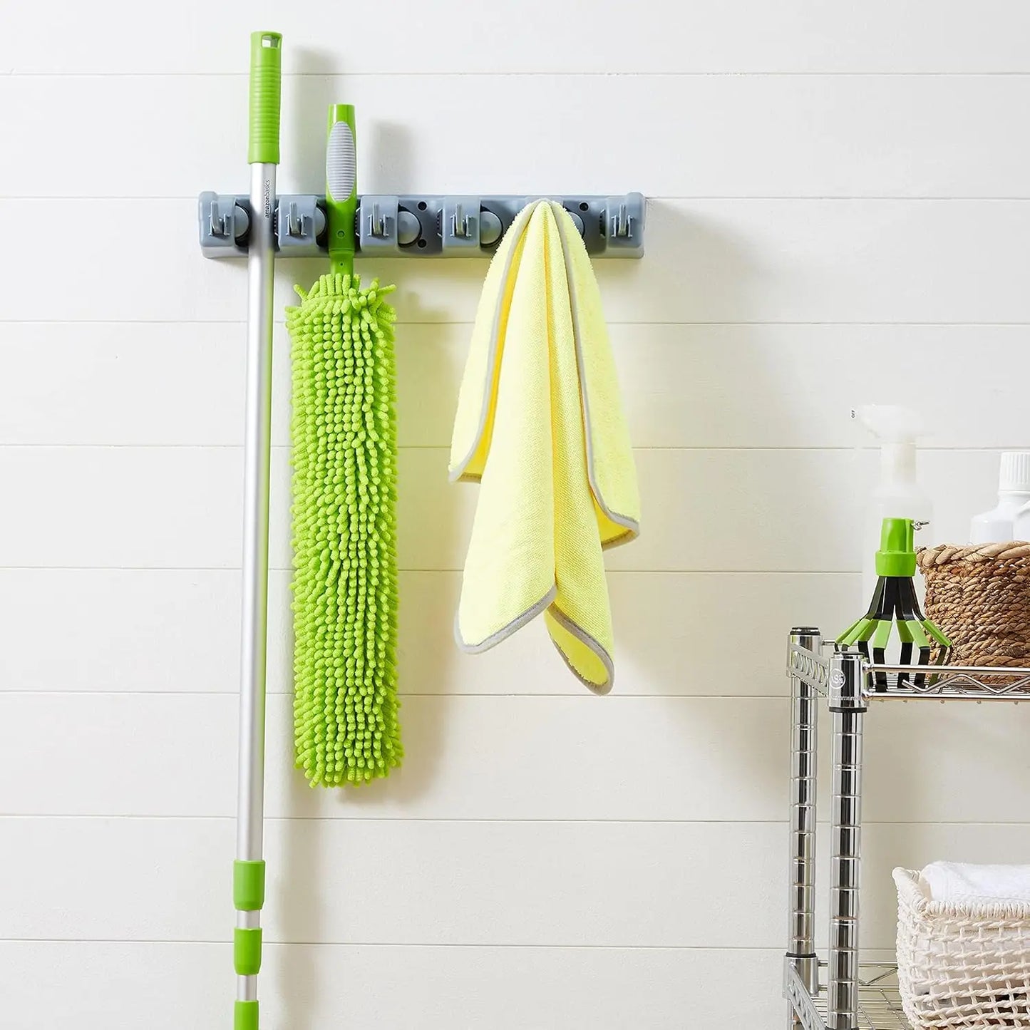 AmazonBasics Heavy Duty Wall Mount Broom And Mop Holder