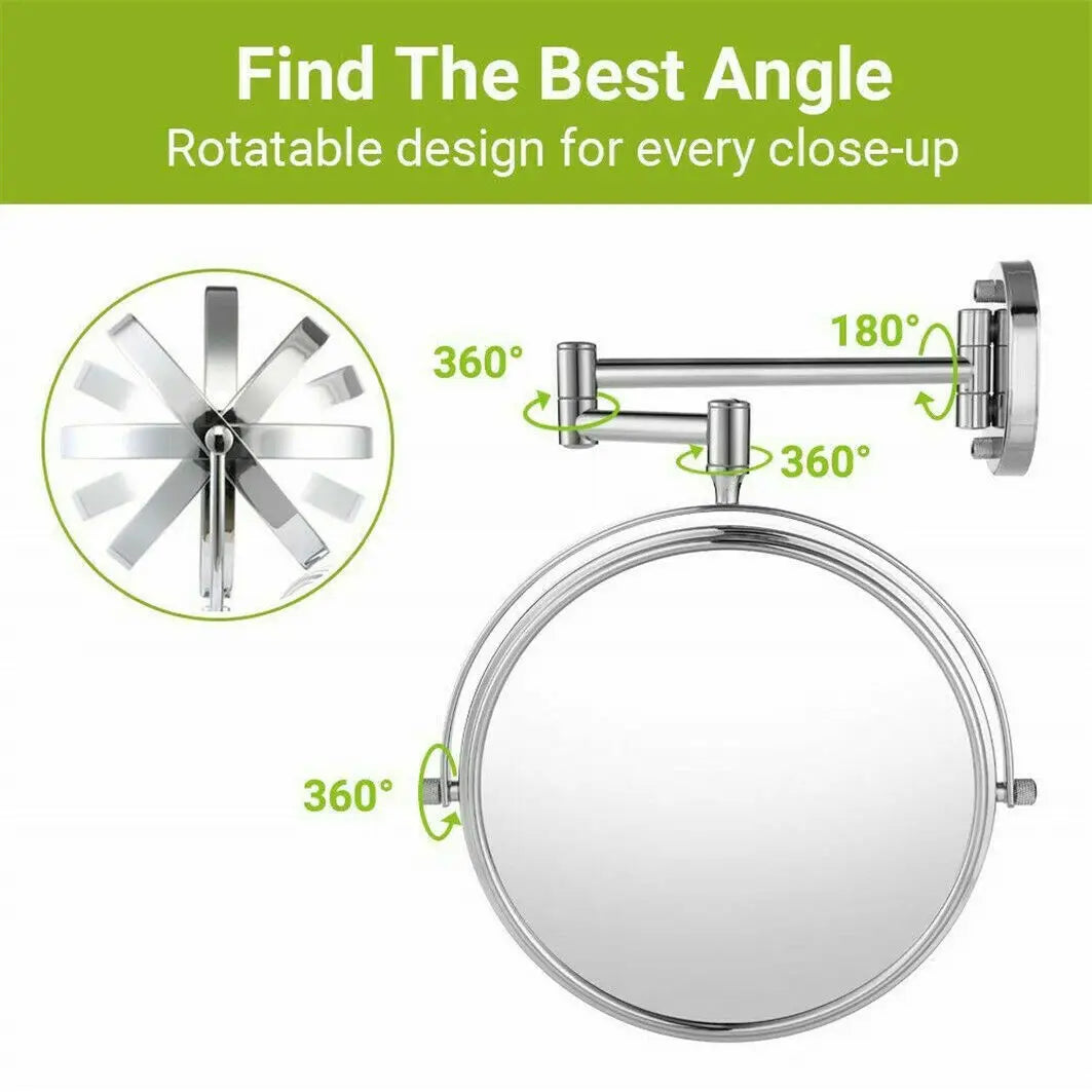 Borwart 10x 360 Swivel Wall Mounted Double Sided Vanity Mirror