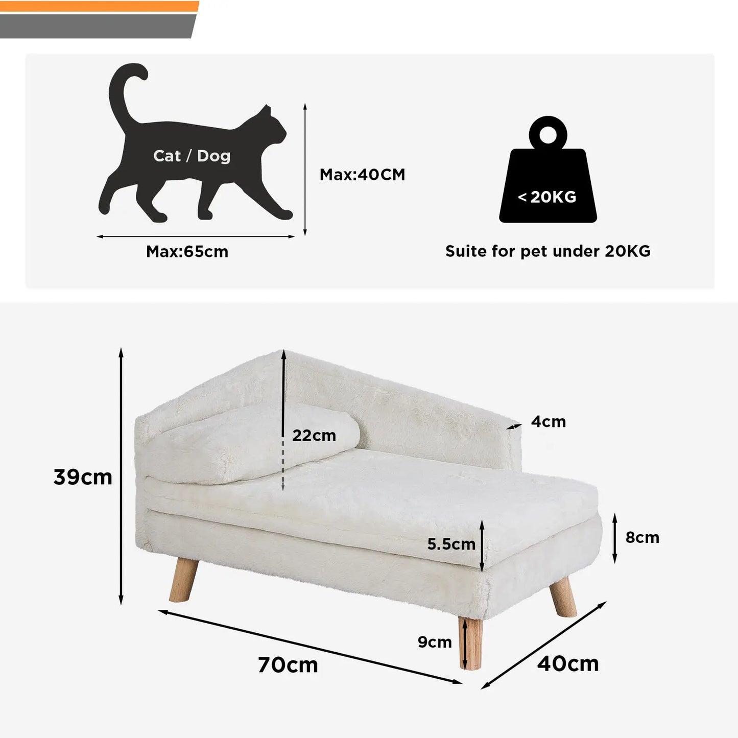 Elevated Solid Wood Leg Pet Bed With Plush Soft Cushion