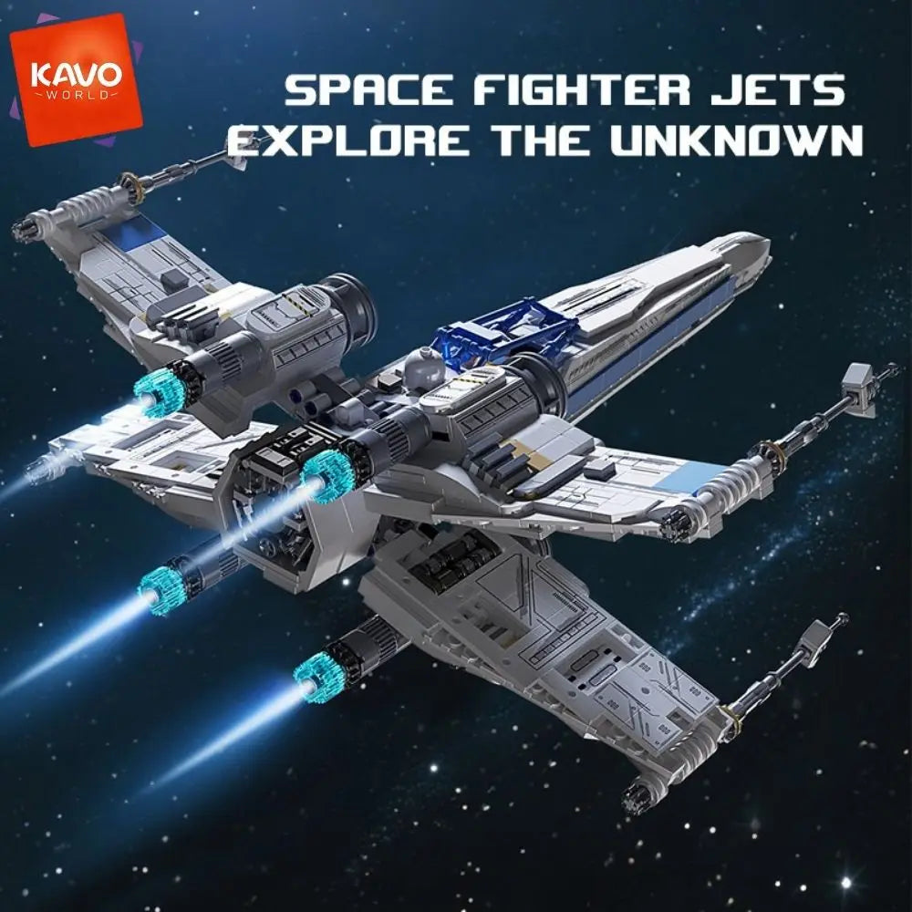 KAVOWORLD X Wing Space Fighter Building Blocks With LED Light