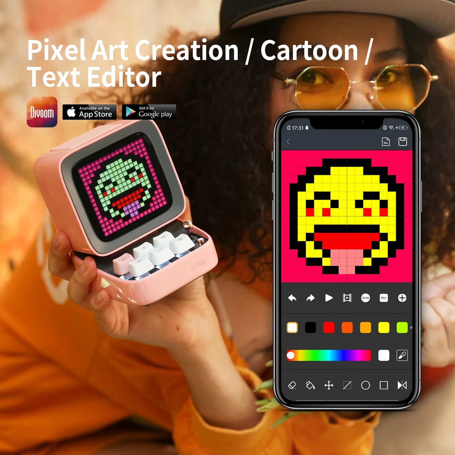 Divoom Ditoo Pro Retro Pixel Art Bluetooth Speaker LED Display Alarm Clock