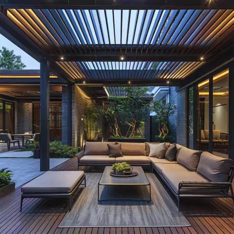 Aluminum Pergola With Electric Louvered Gazebo For Outdoor Sunshade