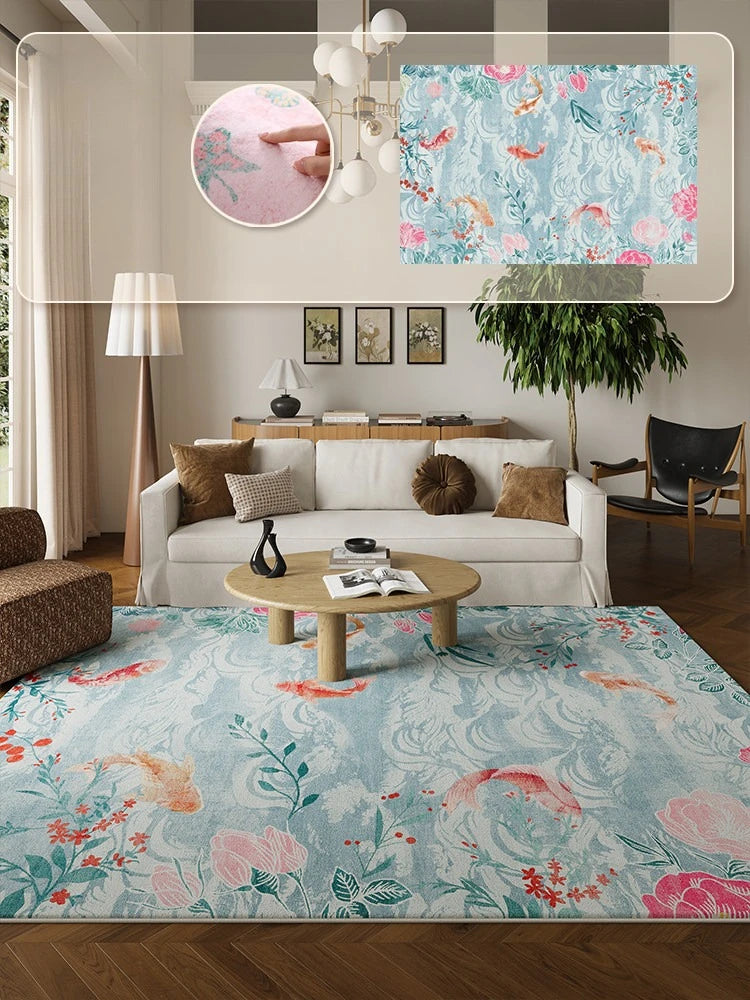 French Style Plush Floral Pattern Area Rug For Living Room Decor