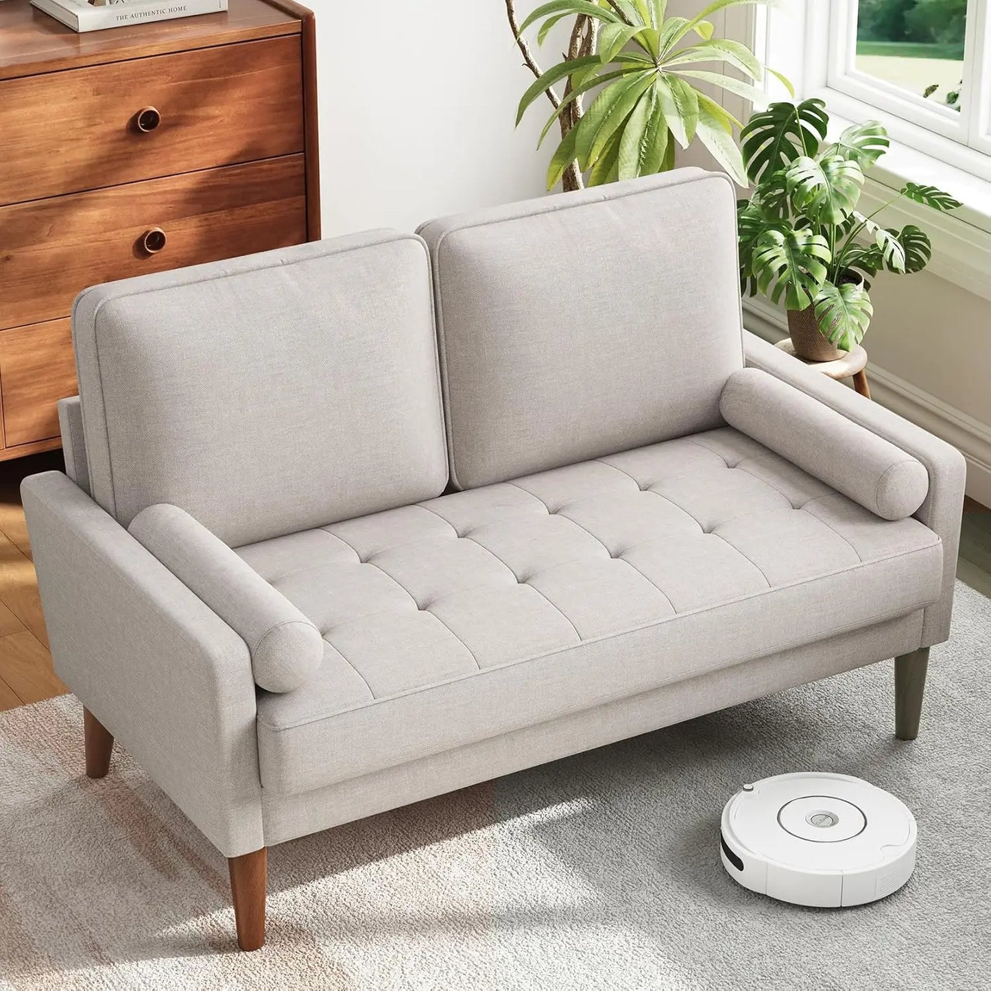 Vesgantti Mid Century Modern Loveseat Sofa With Solid Wood Legs