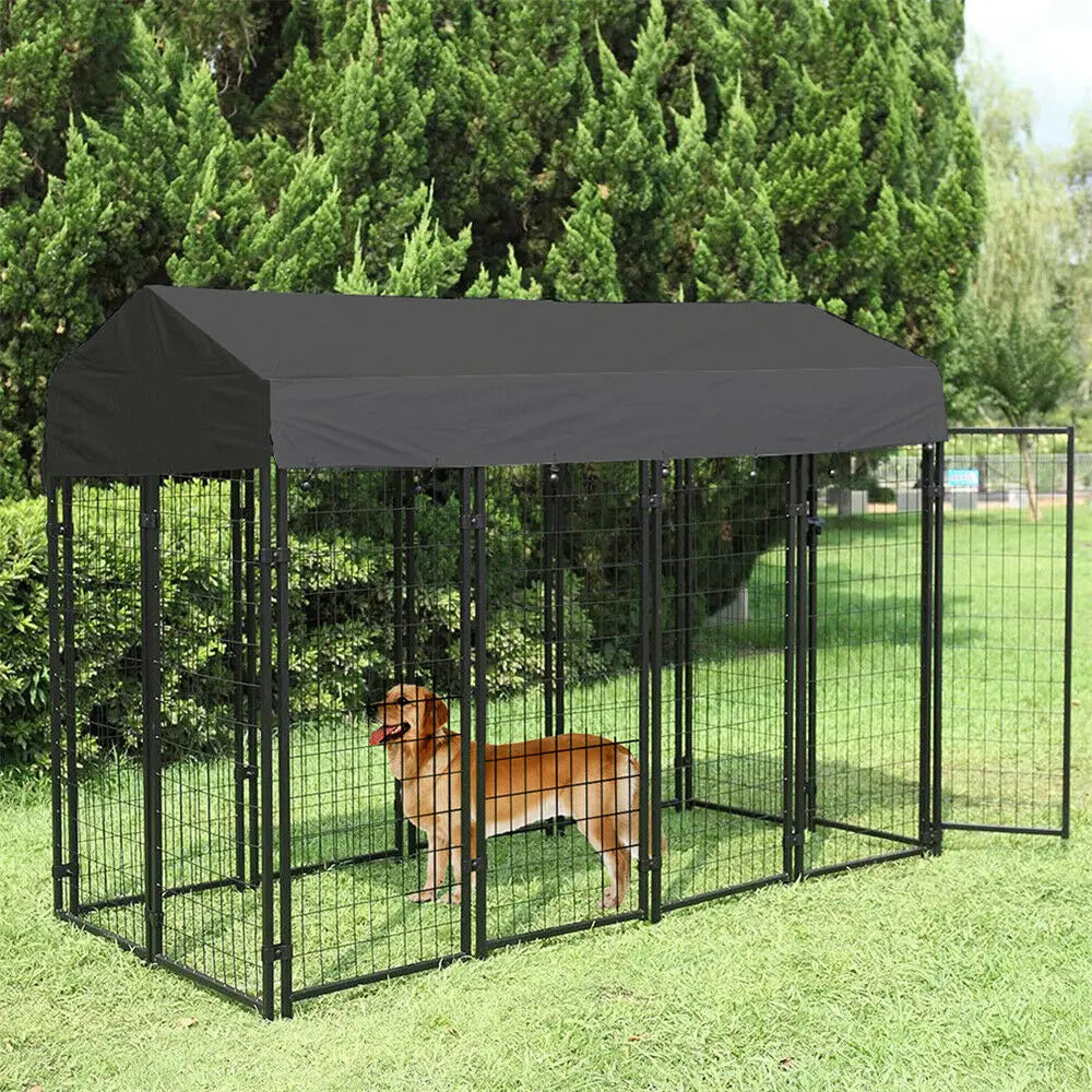 BINGOPAW Large Dog Kennel Welded Wire Crate With UV Cover
