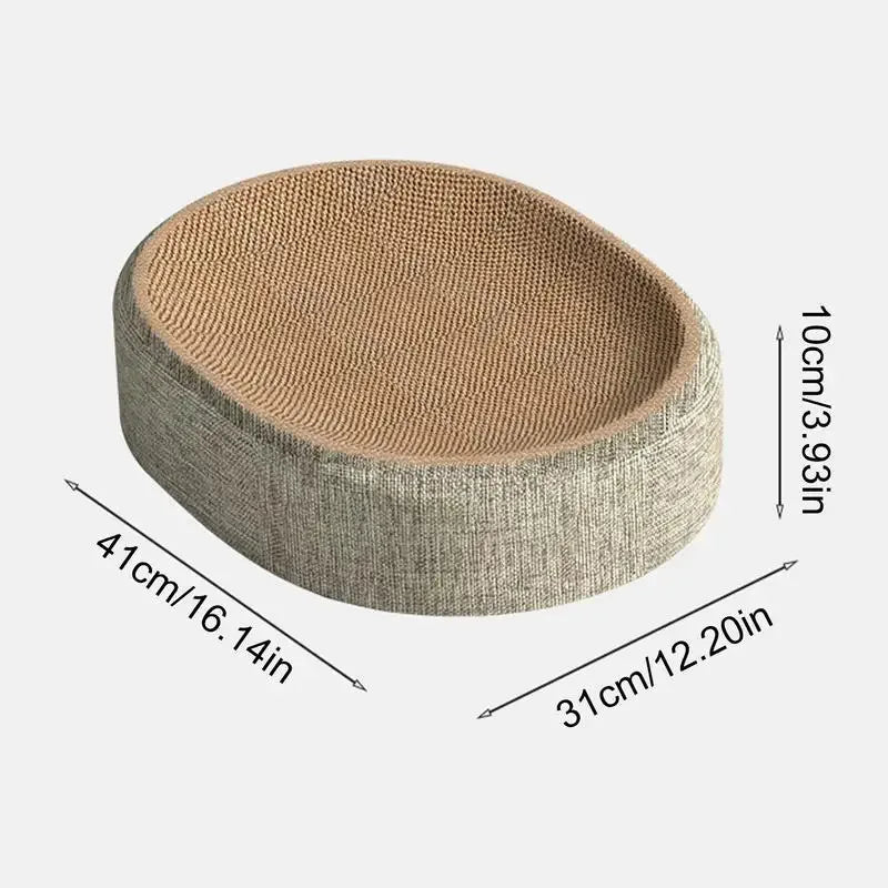 Two In One Oval Sisal Cat Scratcher Bed For Claw Protection
