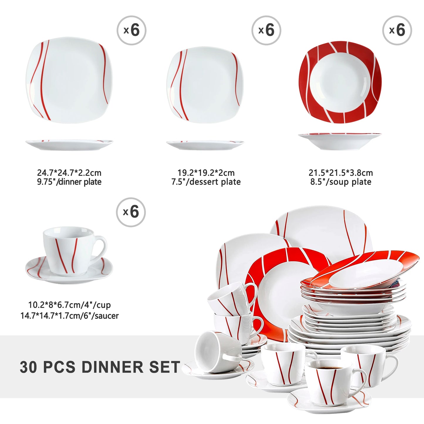 Malacasa Felisa 30 Piece Porcelain Dinnerware Collection