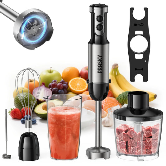 Prasky 5-In-1 Handheld Immersion Blender With Chopper And Whisk
