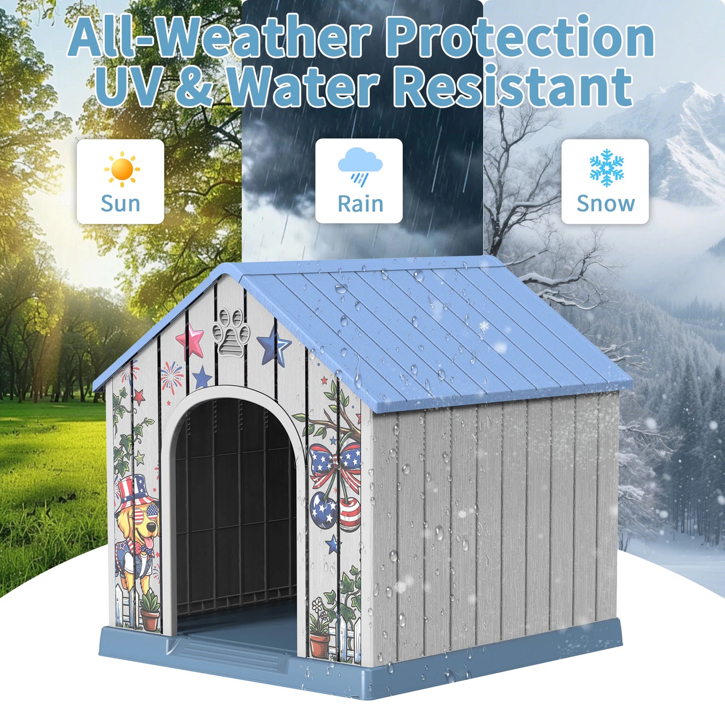 Weatherproof Plastic Outdoor Dog House With Spacious Interior