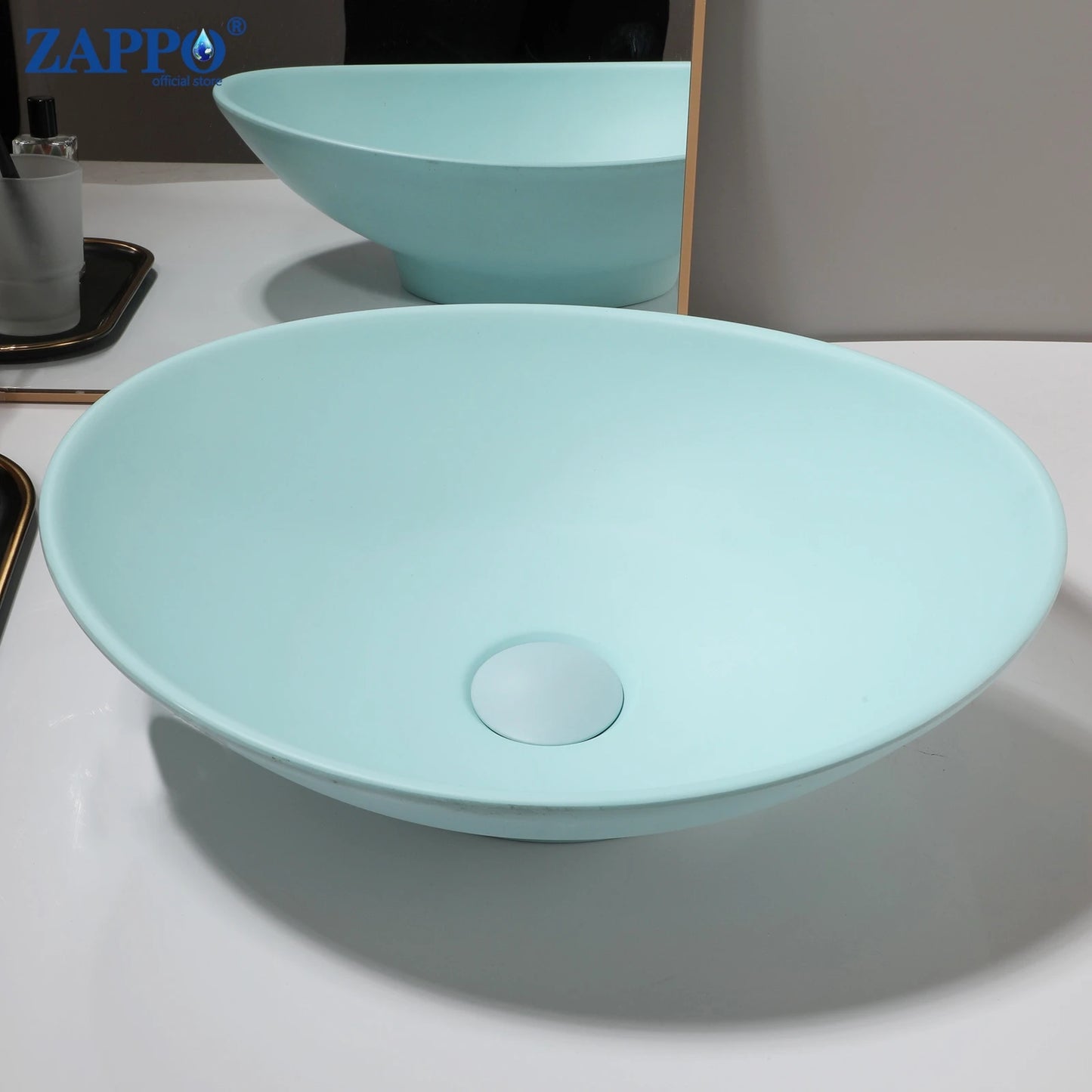 Mekkhal Stone Resin Above Counter Vessel Sink With Drain