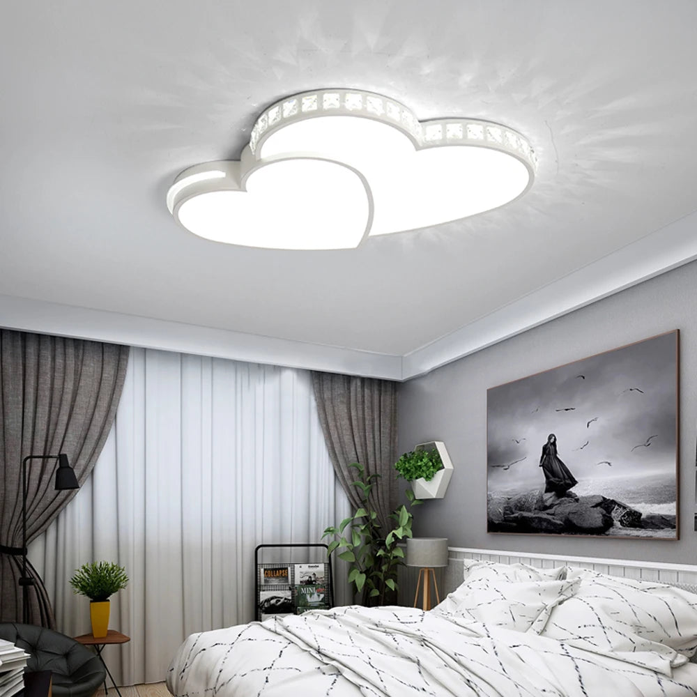 Kids Cartoon Heart Shaped Crystal LED Ceiling Light Fixture