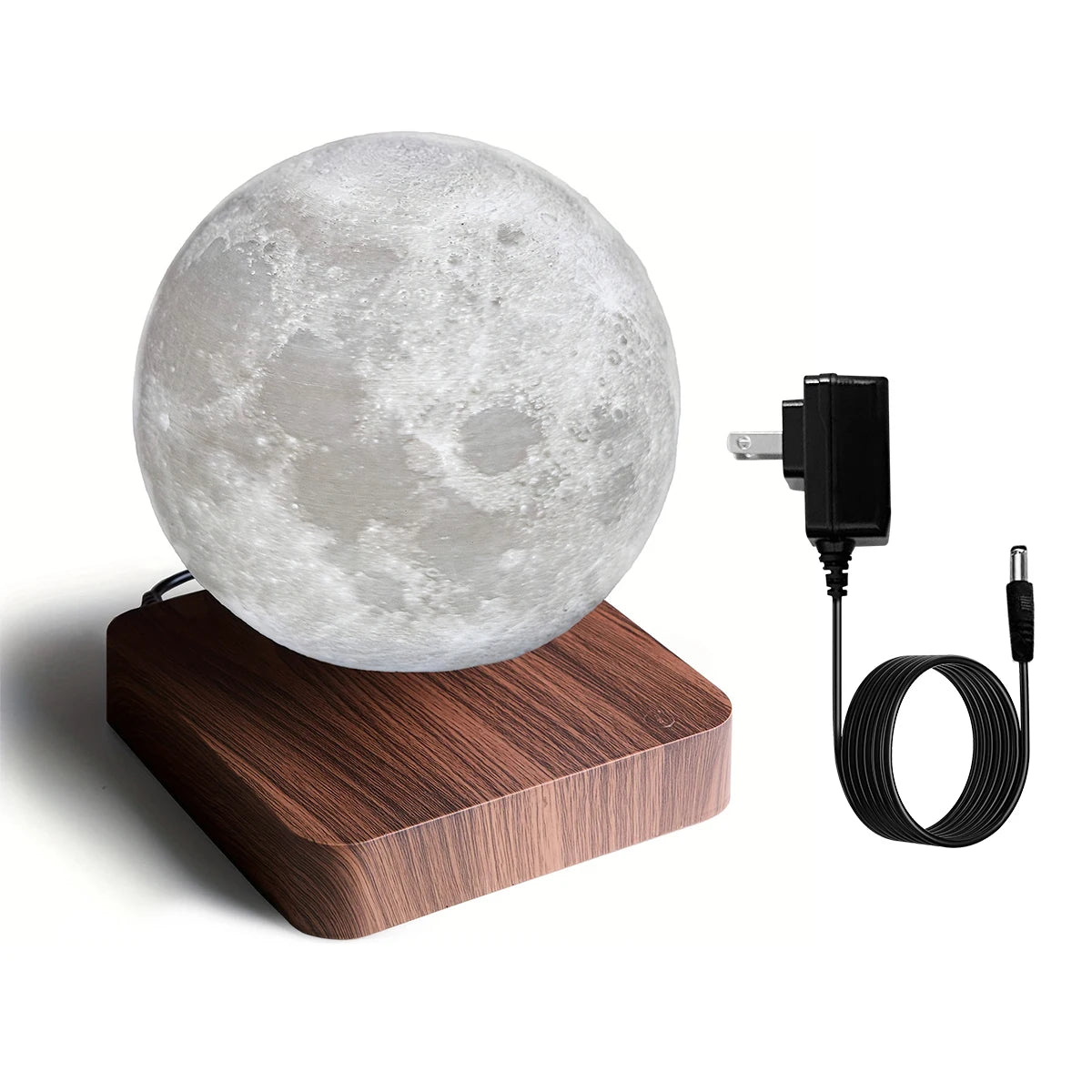 Mexllex Magnetic Floating Moon Lamp With Wooden Base 3 Color LED Night Light