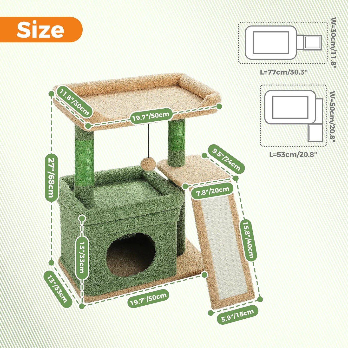 PAWZ Road Indoor Cat Tree Condo With Sisal Scratching Posts