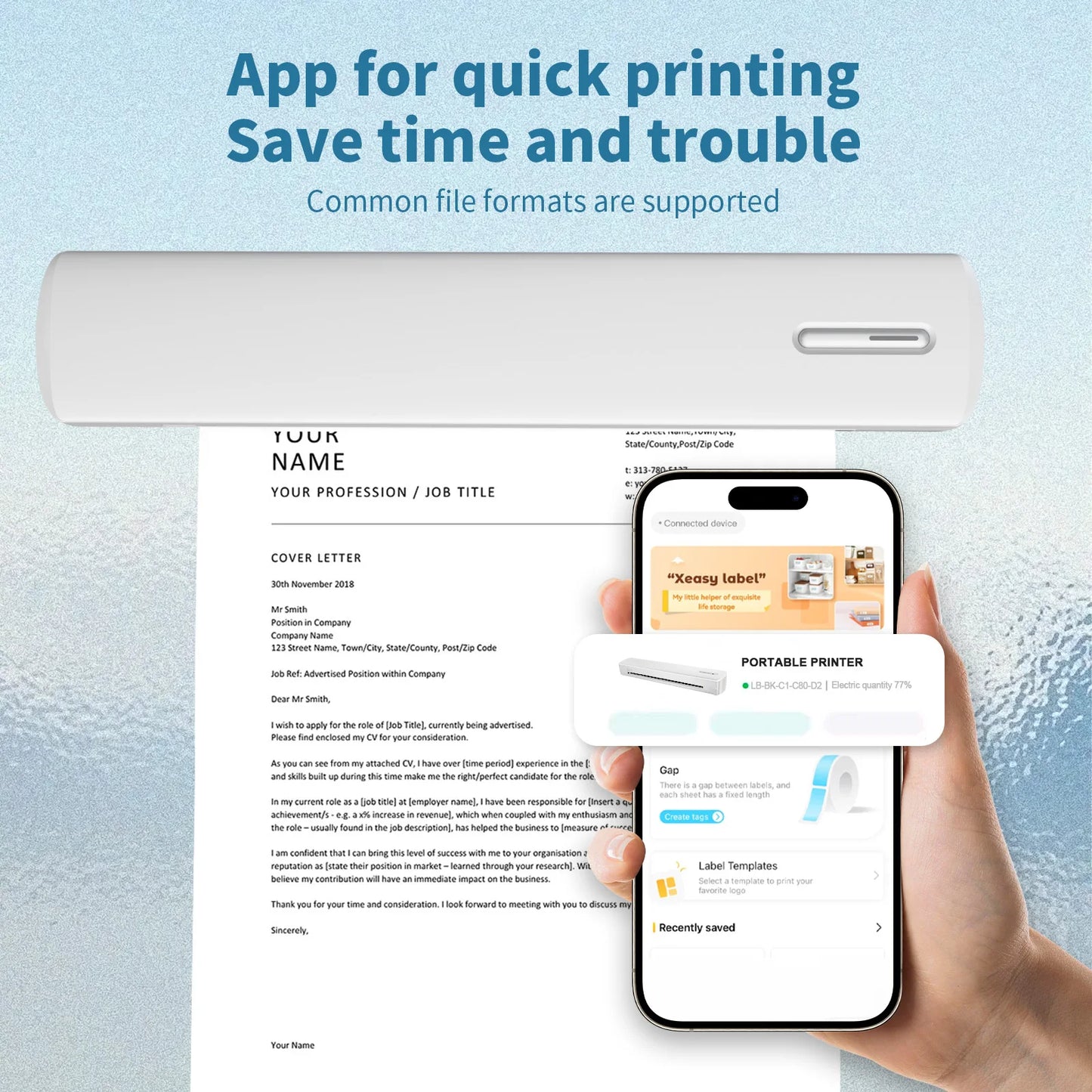 TakeYou Portable Wireless Thermal Printer 300DPI For Android iOS