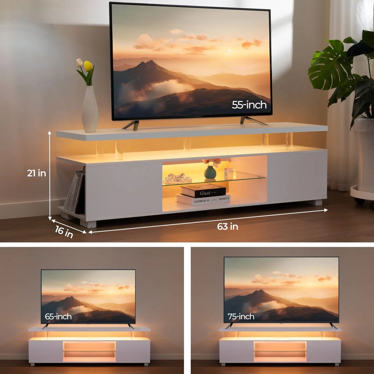 Cubehom LED TV Stand Entertainment Center With Storage