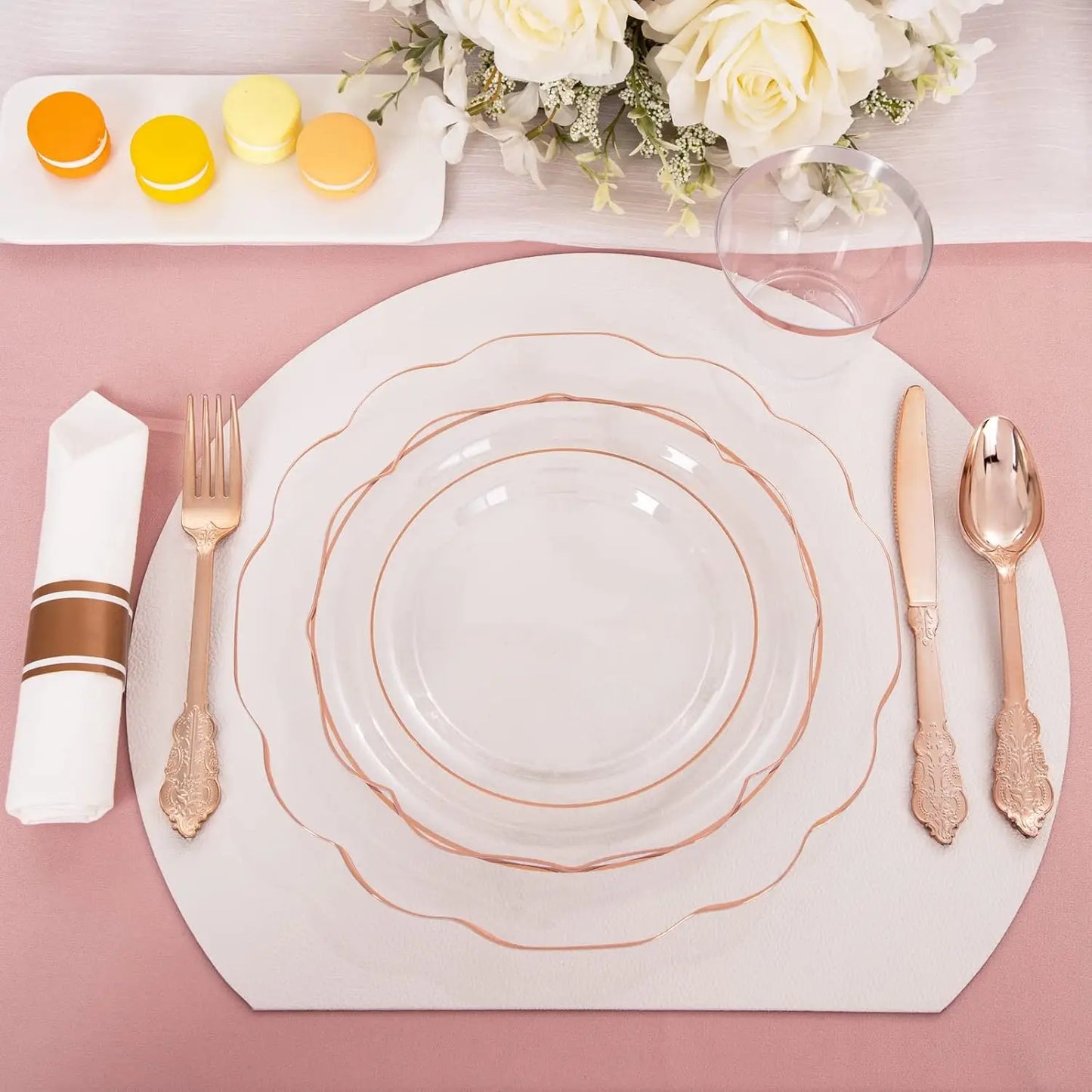 Disposable Dinnerware Set 350Pcs Plates Cups Napkins Cutlery Party