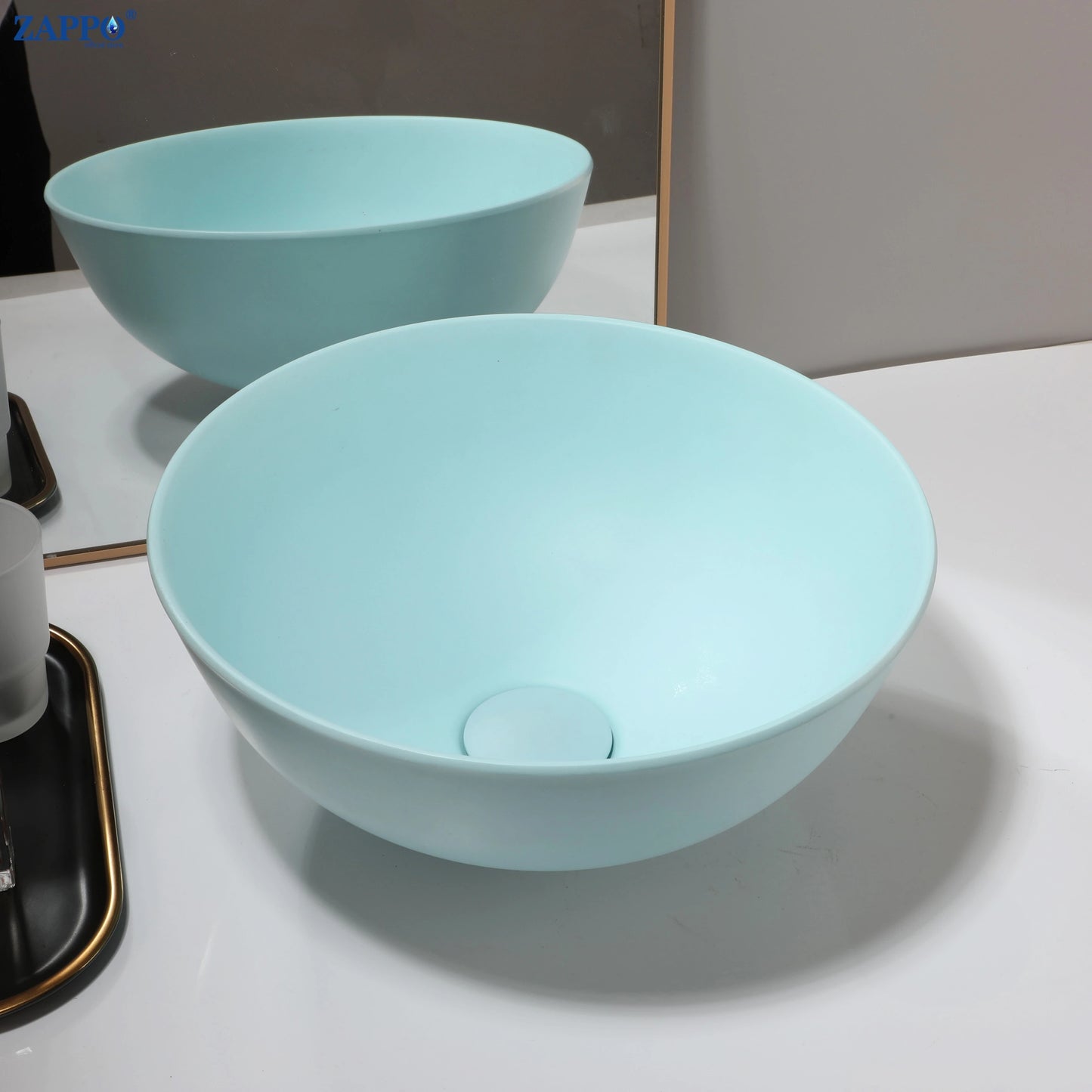 Mekkhal Stone Resin Above Counter Vessel Sink With Drain