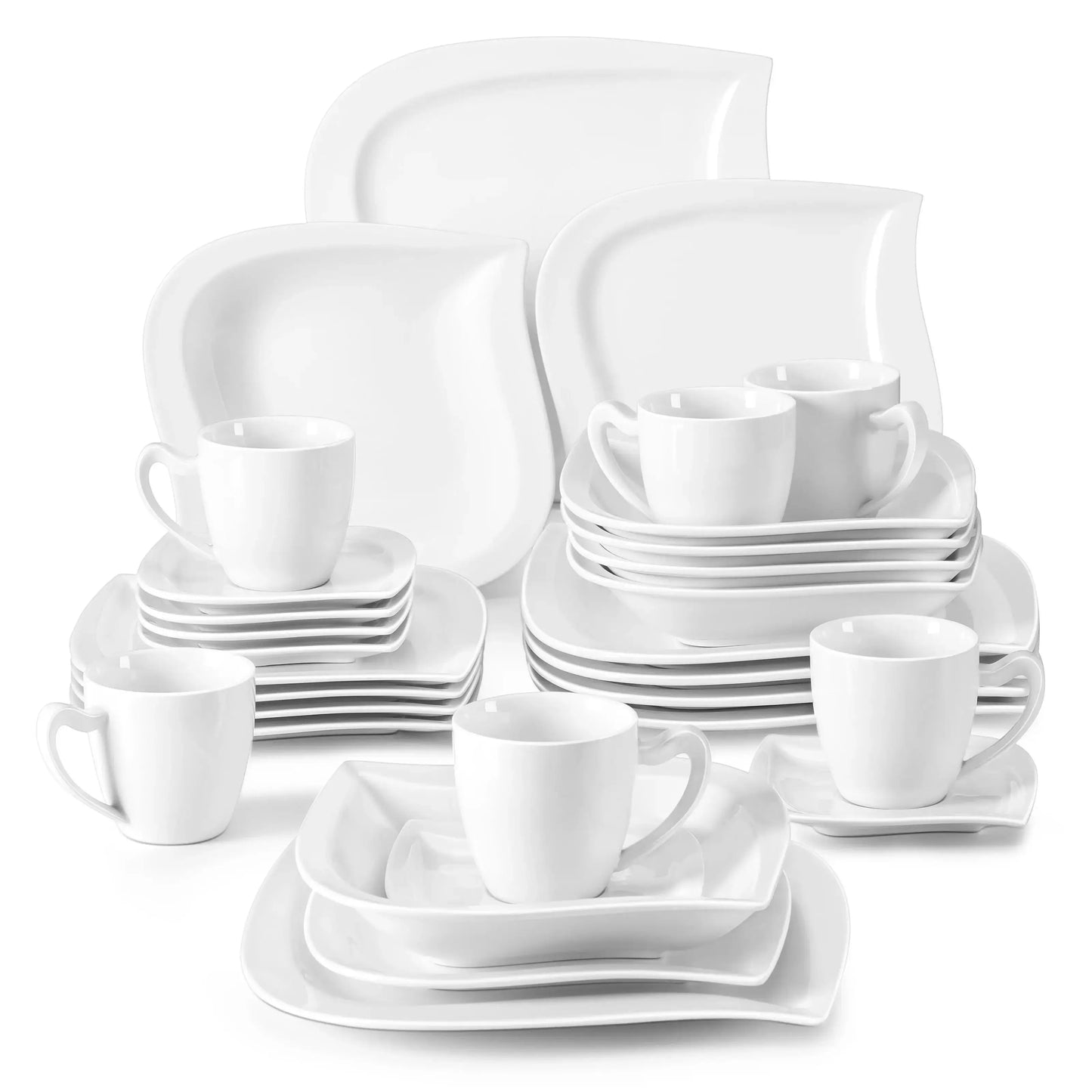Malacasa Porcelain Dinner Set With Plates Bowls Cups And Premium Saucers