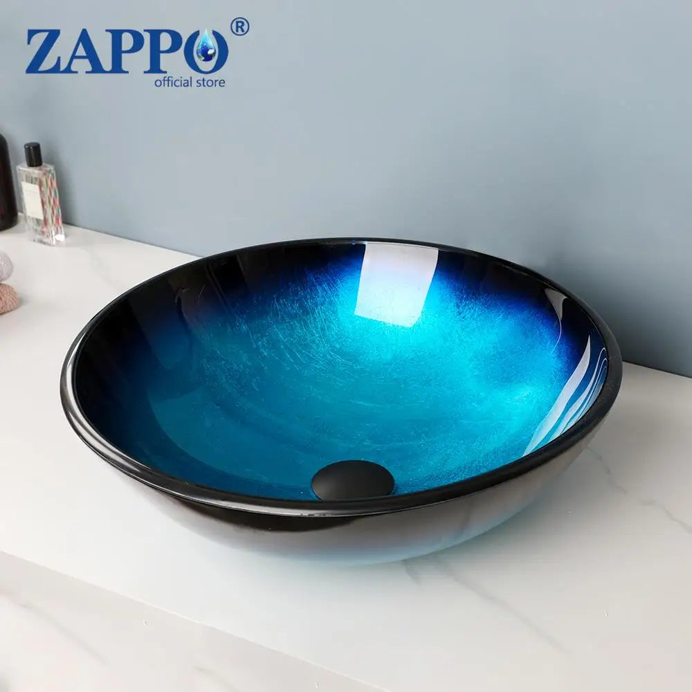 Mekkhalia Tempered Glass Oval Vessel Sink With Waterfall Faucet