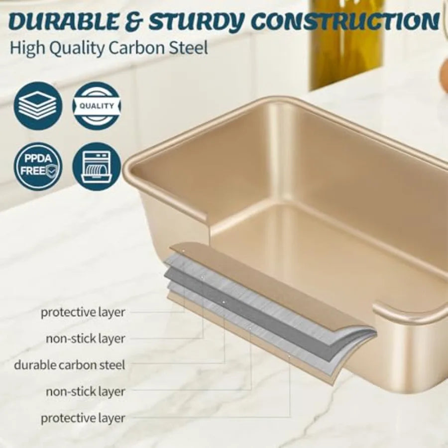 Nonstick Baking Pans Set 6 Stackable Bakeware With Cookie Sheet