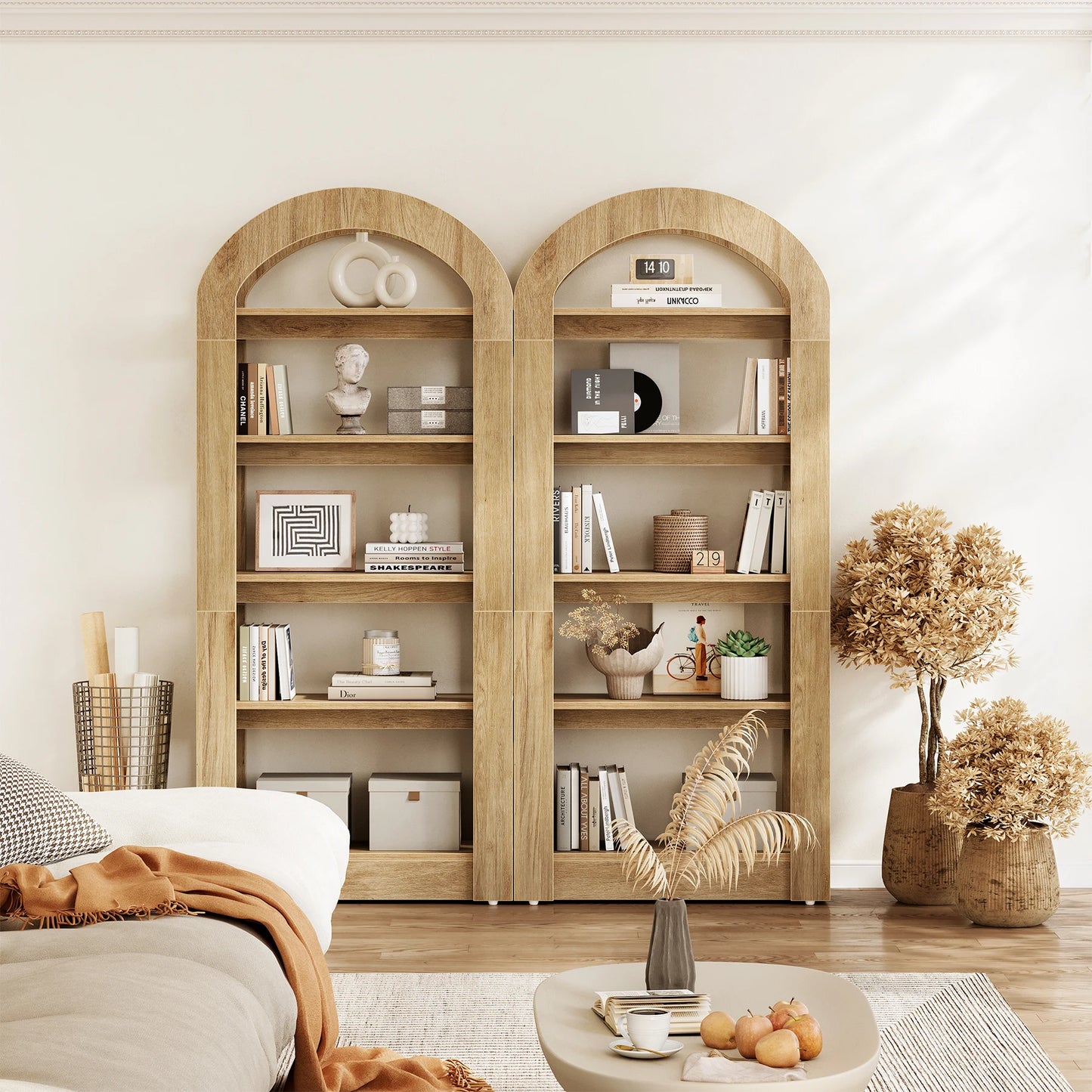 Tribesigns Arched Five Tier Wooden Bookcase Display Shelf