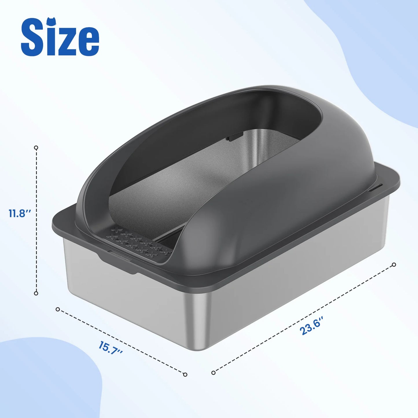 JHK Stainless Steel Cat Litter Box With Lid And Mat