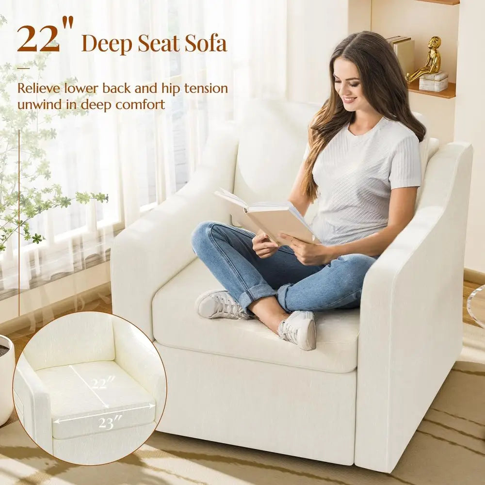 Contemporary Upholstered Chenille Swivel Accent Chair Set