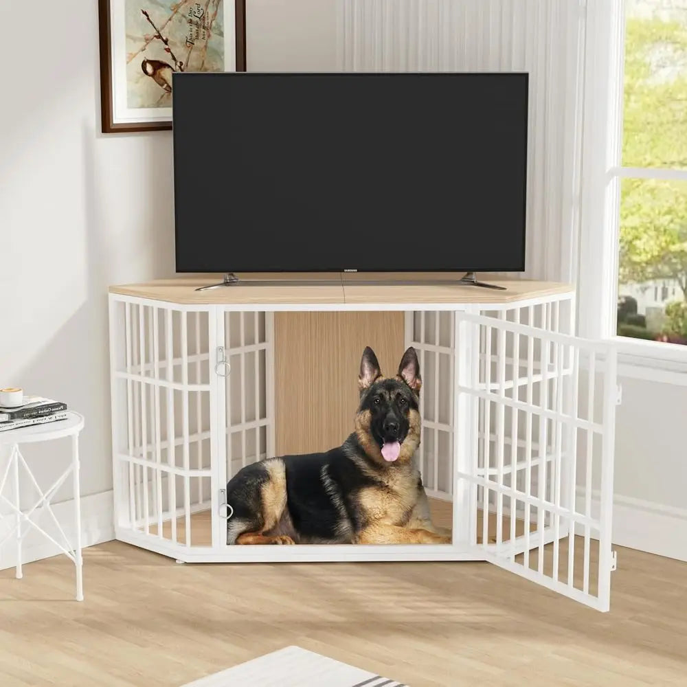Indoor Wooden Dog Crate Furniture With Secure Kennel Design