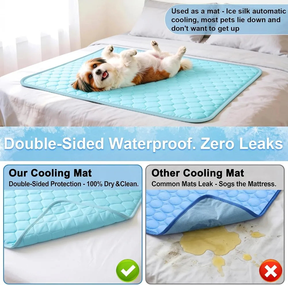 Dog Cooling Mat Waterproof Reversible Ice Silk Thick Durable