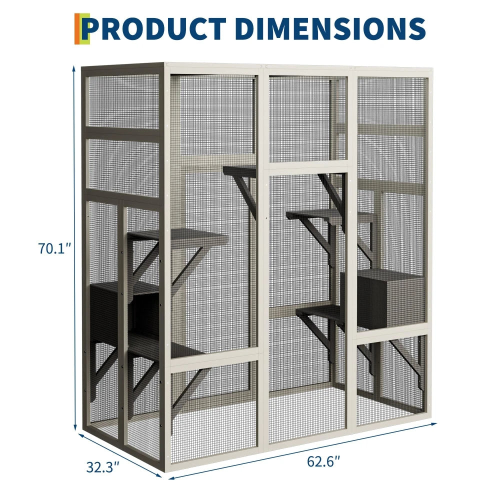 HiMISS Waterproof Walk-In Cat Enclosure Catio Multi-Platform