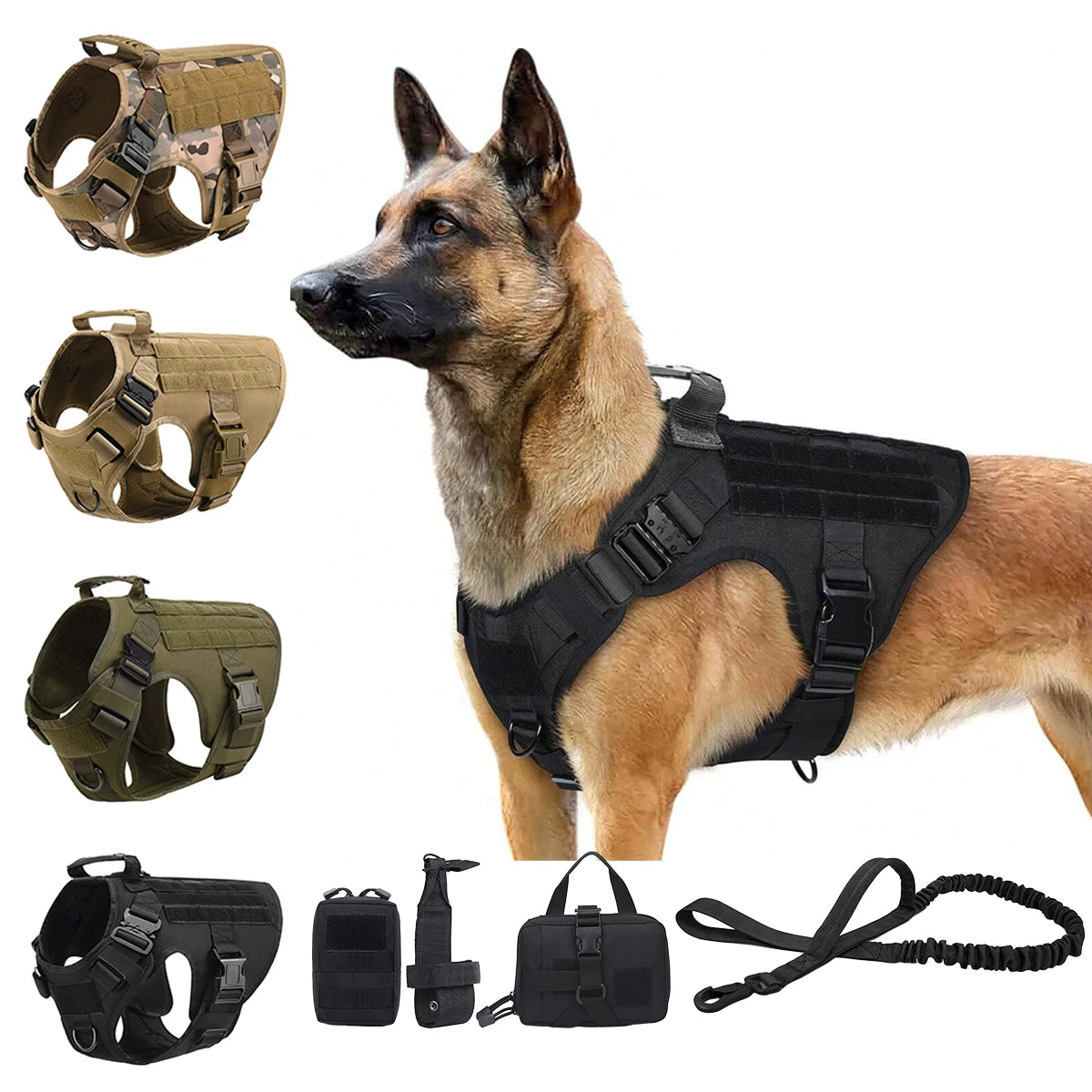 PETRAVEL CN Tactical Dog Harness Vest With Molle Pouches For Training Walking