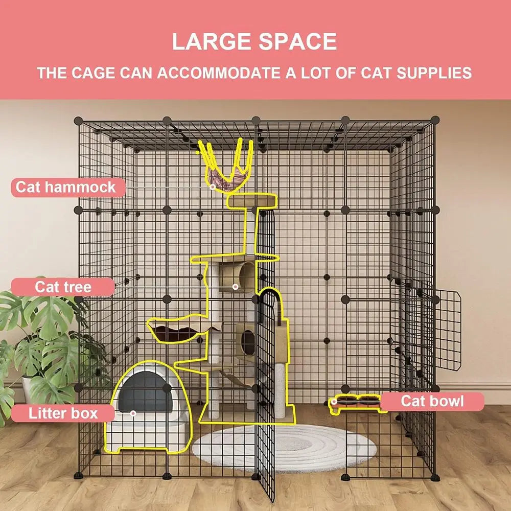 Detachable Metal Wire Cat Kennel With Exercise Enclosure