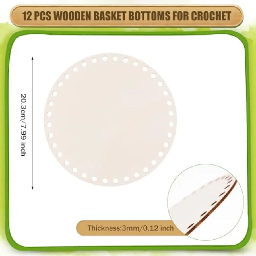Wooden Basket Bottoms for Crochet Round Baskets Natural Wood Base