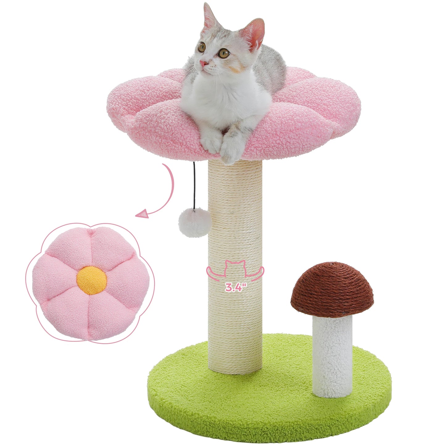 PAWZ Road Cat Scratching Post With Flower Bed Toy Ball