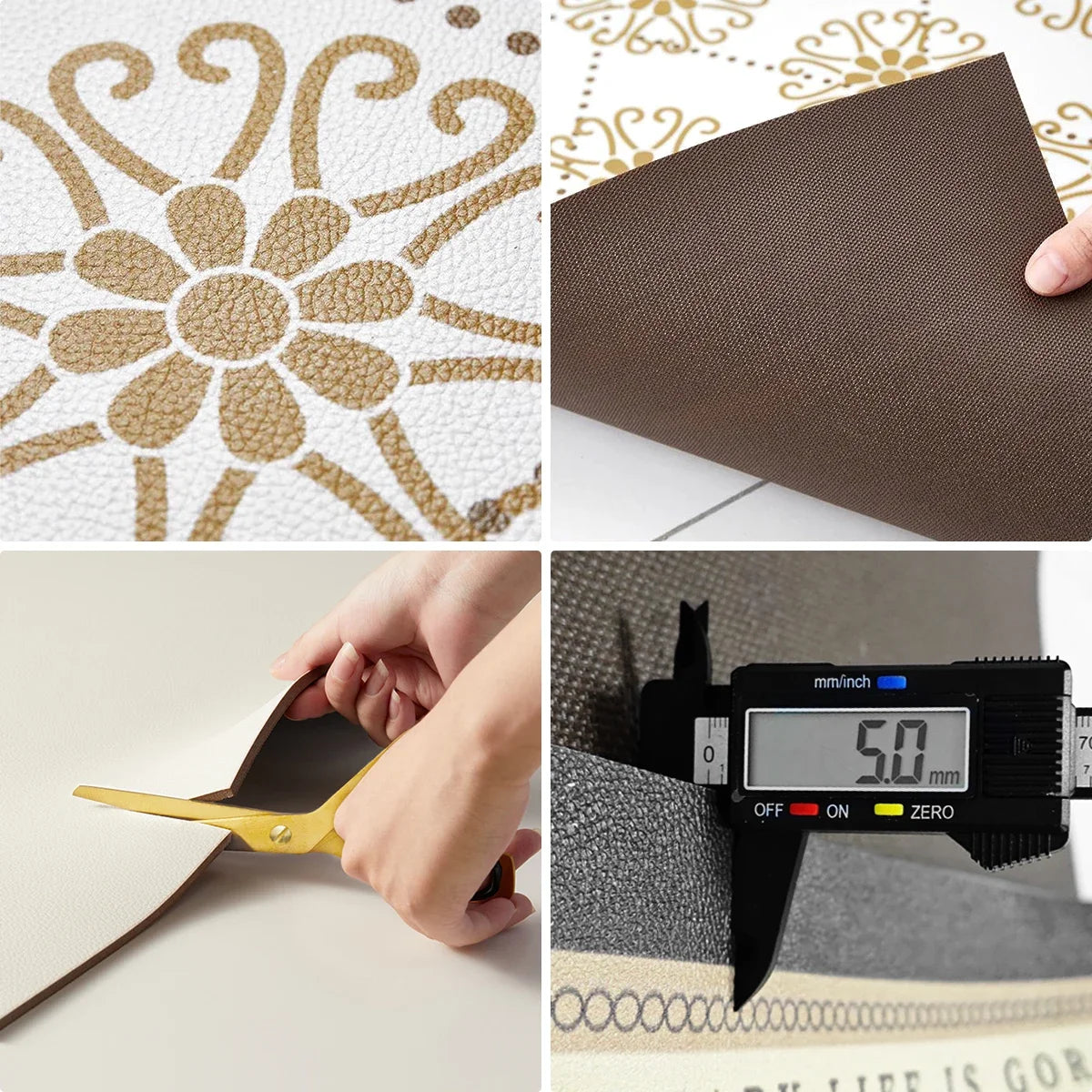 Facaishu PVC Leather Kitchen Floor Mat Waterproof Non Slip Rug