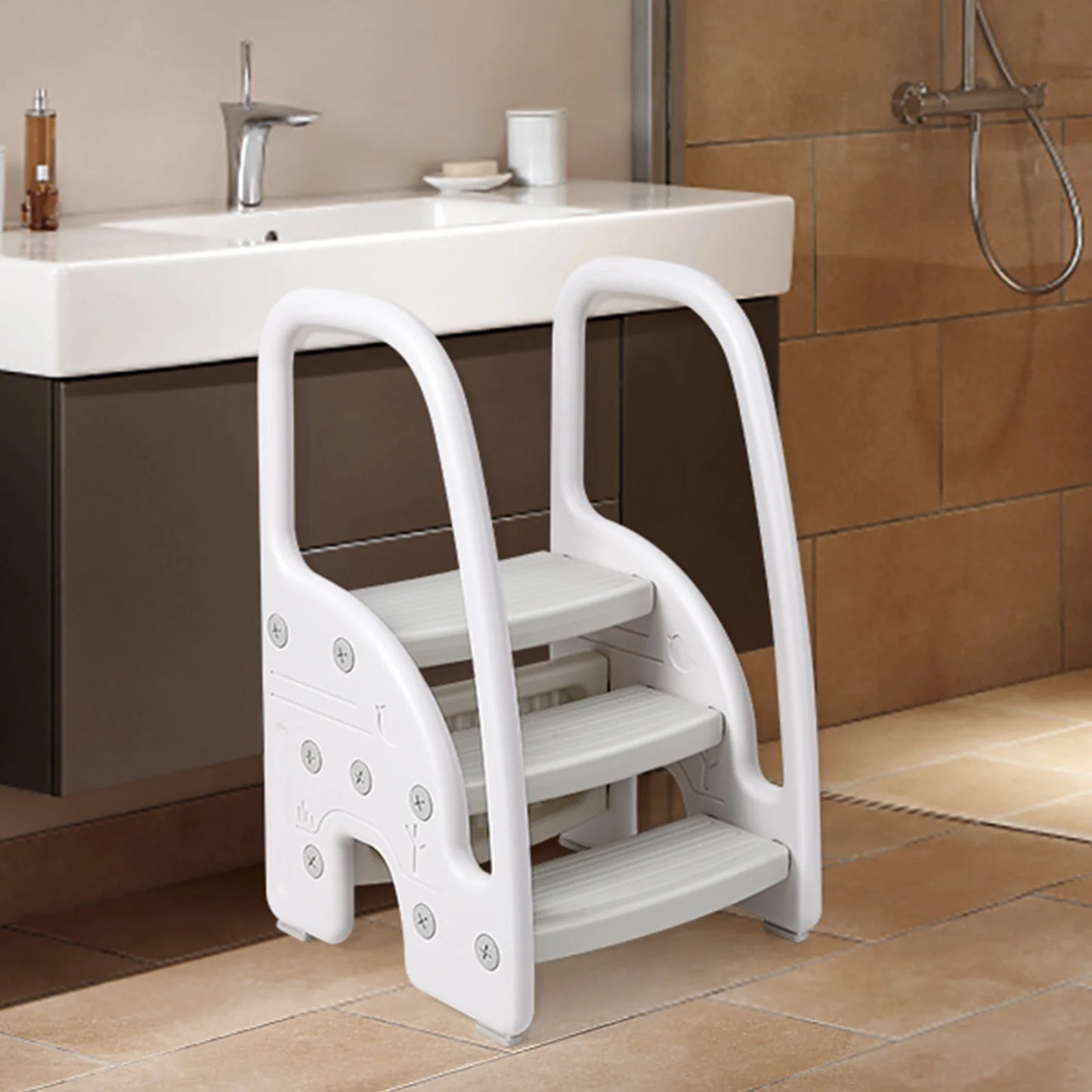 Toddler Step Stool With Handles Plastic Three Step Stool