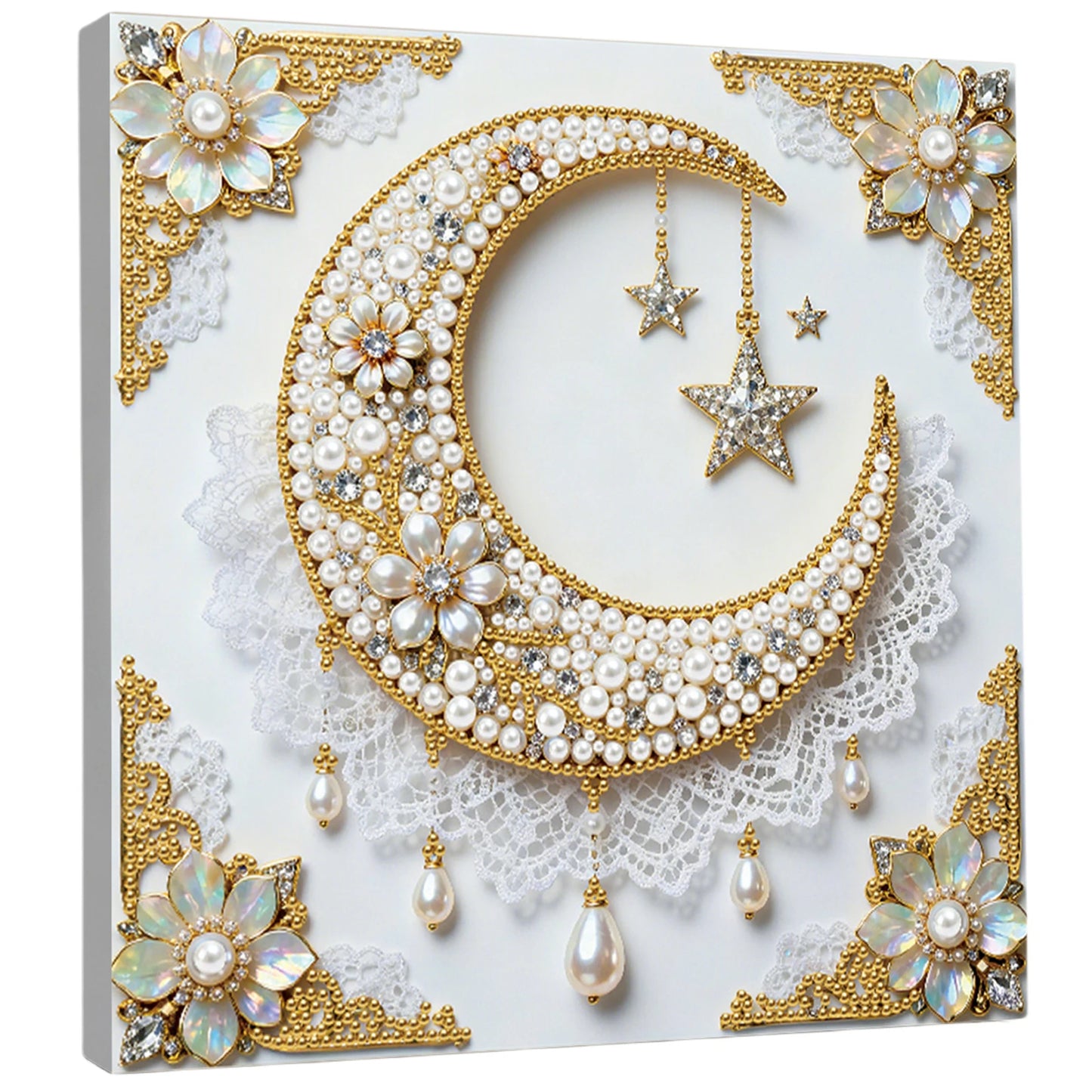 DIY Pearl Art Painting for Home Wall Decor Pearl Gem Paintings Picture Arts Craft 25x25cm With Frame